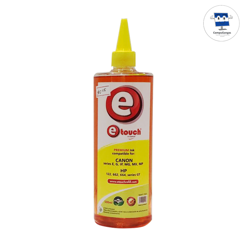 TINTA MEDIO LITRO UNIVERSAL CANON / HP YELLOW ETOUCH